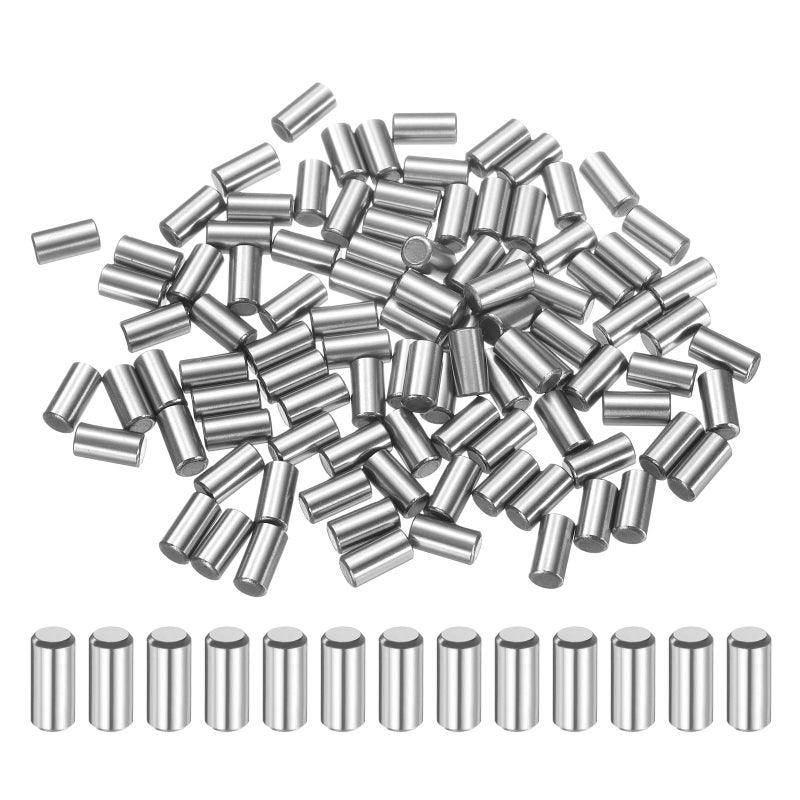 uxcell 100 Pcs 4mm x 10mm Dowel Pins Bearing Steel Cylindrical Dowel Pins Shelf Support Peg Pin Rod Fasten Elements Metal Shelf Pegs +/-0.02mm Diameter Tolerance, Silver Tone - Image 1